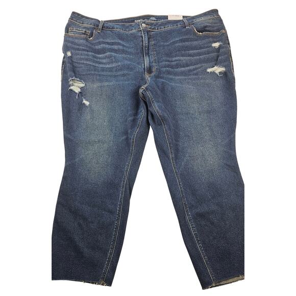 NWT old navy rockstar super skinny size 28 plus size distressed cropped stretch - Picture 1 of 8